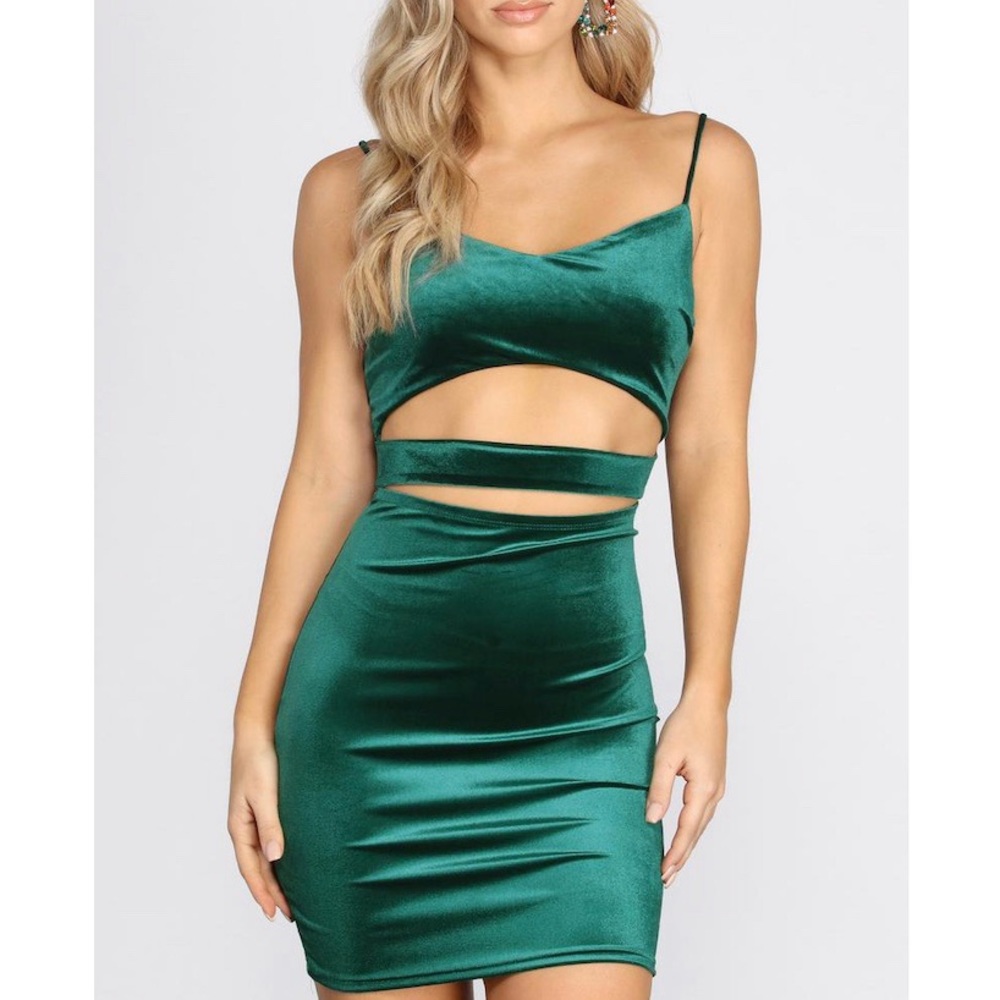 SOLD Windsor Green Velvet Bodycon Dress